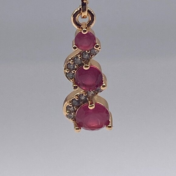 Huggie Hoop Earrings Women’s Pink Dangle Gold Plated Elegant Design - Picture 4 of 12